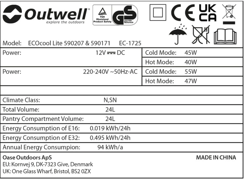 Outwell Ecocool Lite Elektrische Koelbox - 24 Liter - Donkerblauw - Afbeelding 4