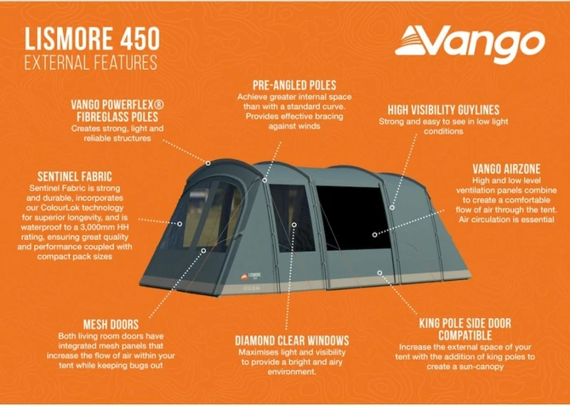 Vango Lismore 450 Tunneltent - 4 Persoons - Groen - Afbeelding 11